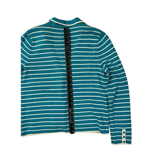 Talbots Cardigan Knit Sweater Jacket Blazer Sz Large Aqua Classic Preppy Office - Picture 15 of 15